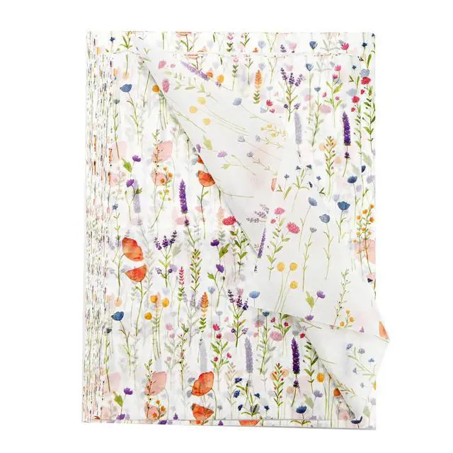 Alt view image 2 of 7 - 100 Sheets Flower Gift Wrapping Tissue Paper Recyclable Greenery Botanical Packaging Bag for Wedding Birthday Showers Art Craft Party Favor Decoration
