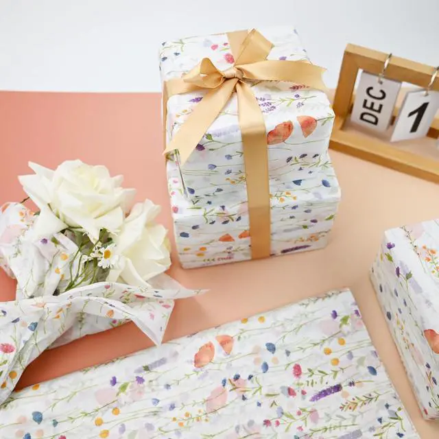 Alt view image 5 of 7 - 100 Sheets Flower Gift Wrapping Tissue Paper Recyclable Greenery Botanical Packaging Bag for Wedding Birthday Showers Art Craft Party Favor Decoration