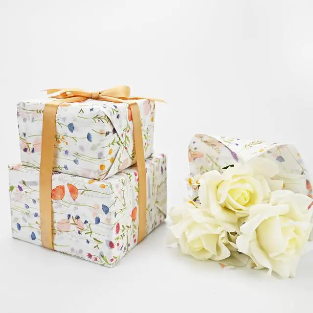 Alt view image 4 of 7 - 100 Sheets Flower Gift Wrapping Tissue Paper Recyclable Greenery Botanical Packaging Bag for Wedding Birthday Showers Art Craft Party Favor Decoration