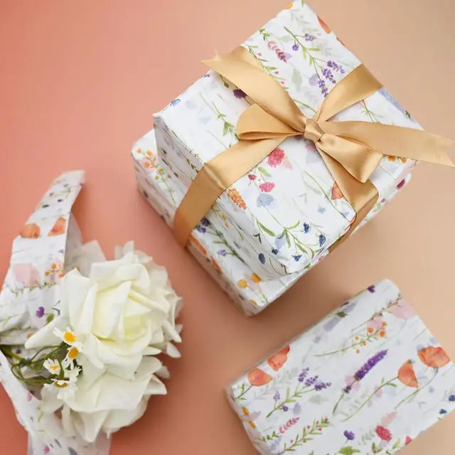 Alt view image 7 of 7 - 100 Sheets Flower Gift Wrapping Tissue Paper Recyclable Greenery Botanical Packaging Bag for Wedding Birthday Showers Art Craft Party Favor Decoration