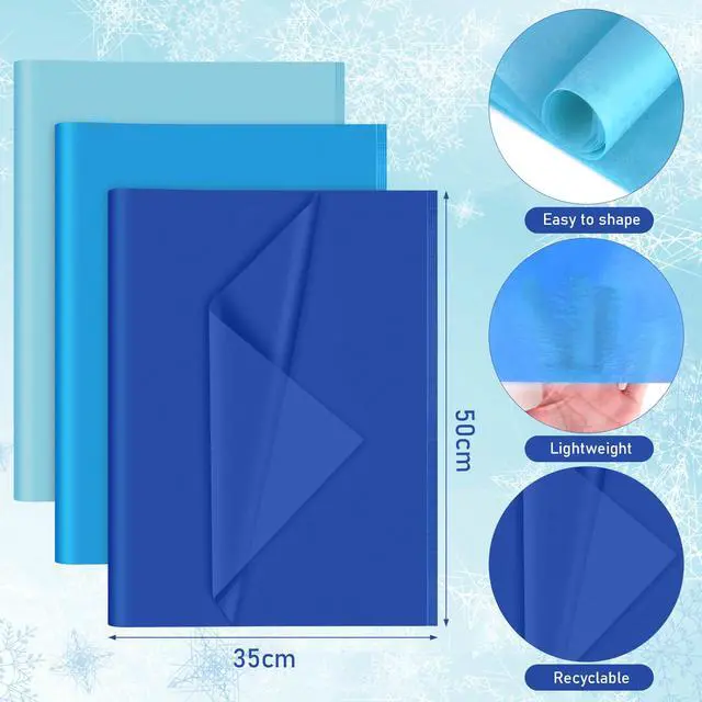 Alt view image 2 of 7 - 90 Sheets Blue Tissue Paper Bulk, Tissue Paper for Gift Bags Packaging Gift Wrapping Baby Shower Bachelorette Bridal Frozen Mermaid Father's Day Birthday Party Decorations