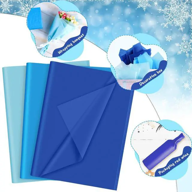 Alt view image 6 of 7 - 90 Sheets Blue Tissue Paper Bulk, Tissue Paper for Gift Bags Packaging Gift Wrapping Baby Shower Bachelorette Bridal Frozen Mermaid Father's Day Birthday Party Decorations
