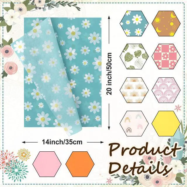 Alt view image 2 of 7 - Boho Tissue Paper - Rainbow Flower Pattern, 100 Sheets, 19.7 x 13.8 Inch (10 Patterns) for DIY Crafts, Birthday, Baby Shower, Party Gift Decoration