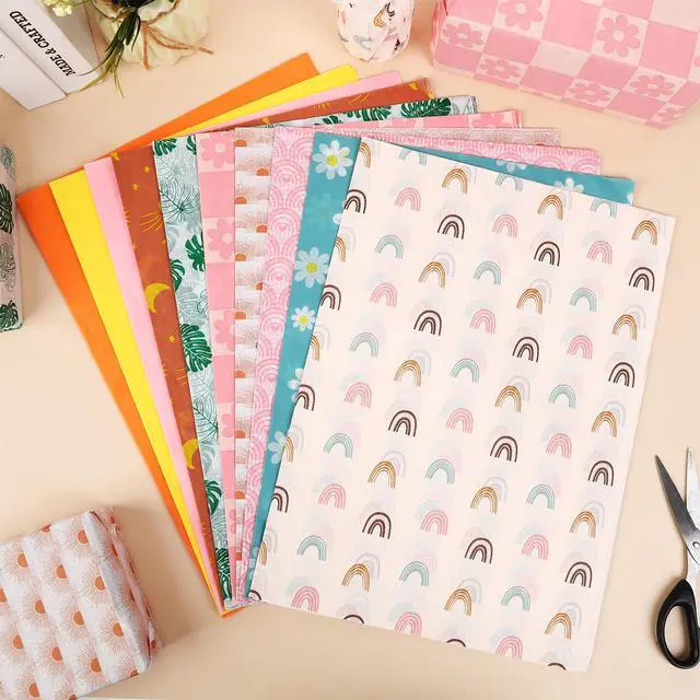 Alt view image 3 of 7 - Boho Tissue Paper - Rainbow Flower Pattern, 100 Sheets, 19.7 x 13.8 Inch (10 Patterns) for DIY Crafts, Birthday, Baby Shower, Party Gift Decoration