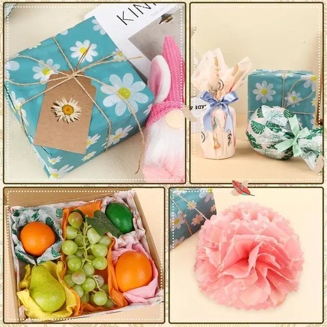 Alt view image 7 of 7 - Boho Tissue Paper - Rainbow Flower Pattern, 100 Sheets, 19.7 x 13.8 Inch (10 Patterns) for DIY Crafts, Birthday, Baby Shower, Party Gift Decoration