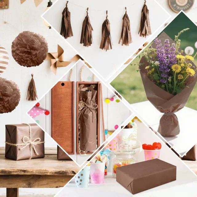 Alt view image 7 of 7 - 60 Sheets Brown Tissue Paper Bulk, Gift Wrapping Tissue Paper for Packaging 14 x 20 Inch Art Crafts for Gift Bags Decorative Floral Wedding Birthday Party Decor