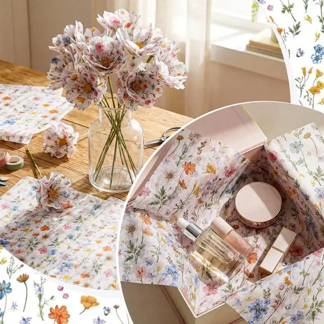 Alt view image 6 of 6 - Floral Tissue Paper Bulk 14 x 20 Inch Decorative Tissue Paper for Gift Bags Gift Packaging Bouquet DIY Crafts Bridal Shower Wedding Birthday Party Decorations - 60 Sheets