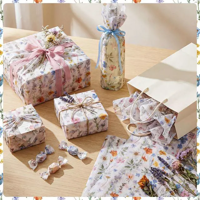 Alt view image 4 of 6 - Floral Tissue Paper Bulk 14 x 20 Inch Decorative Tissue Paper for Gift Bags Gift Packaging Bouquet DIY Crafts Bridal Shower Wedding Birthday Party Decorations - 60 Sheets