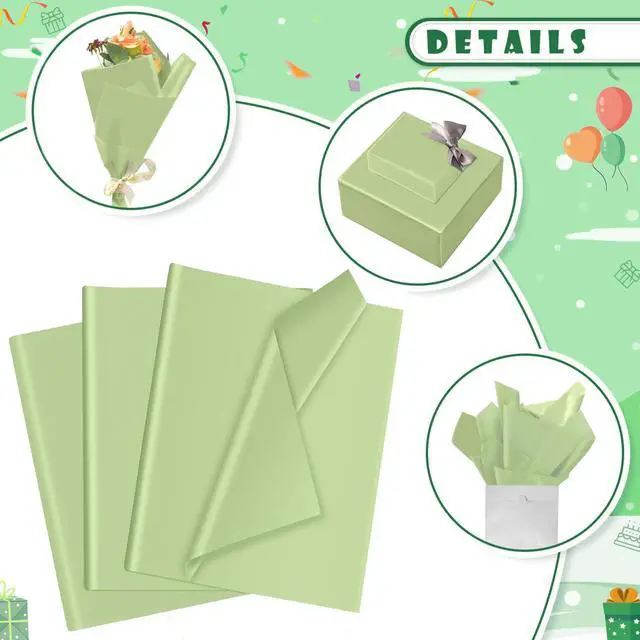 Alt view image 2 of 7 - 30 Sheets Sage Green Tissue Paper for Gift Bags, Wrapping Tissue Paper Bulk Packaging Paper, 14 x 20 Inch Gift Wrap for Birthday Wedding Graduation DIY Crafts Holiday Flowers