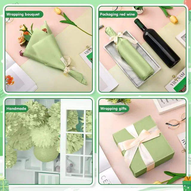 Alt view image 4 of 7 - 30 Sheets Sage Green Tissue Paper for Gift Bags, Wrapping Tissue Paper Bulk Packaging Paper, 14 x 20 Inch Gift Wrap for Birthday Wedding Graduation DIY Crafts Holiday Flowers