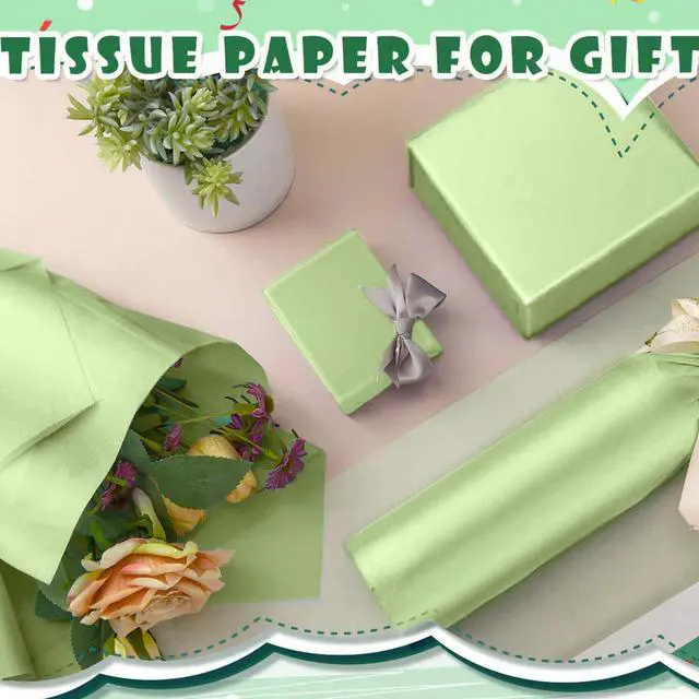 Alt view image 6 of 7 - 30 Sheets Sage Green Tissue Paper for Gift Bags, Wrapping Tissue Paper Bulk Packaging Paper, 14 x 20 Inch Gift Wrap for Birthday Wedding Graduation DIY Crafts Holiday Flowers