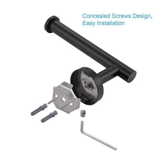 Alt view image 6 of 7 - Matte Black Toilet Paper Holder SUS304 Stainless Steel, Modern Round Tissue Roll Holders Wall Mount, Toilet Paper Roll Dispenser Bathroom 5 inch TP Holder for Kitchen Washroom