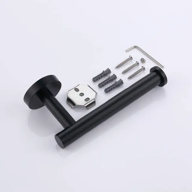 Alt view image 7 of 7 - Matte Black Toilet Paper Holder SUS304 Stainless Steel, Modern Round Tissue Roll Holders Wall Mount, Toilet Paper Roll Dispenser Bathroom 5 inch TP Holder for Kitchen Washroom