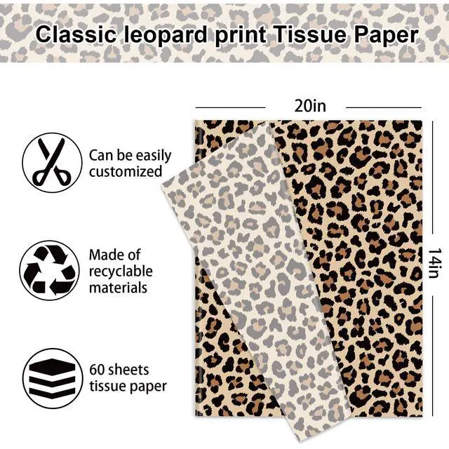 Alt view image 2 of 7 - 60 Sheets Leopard Print Tissue Paper Gift Wrapping Paper, 14 x 20 Inch