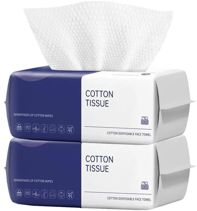 Main image of Face Clean Towels, 100 Count Ultra Thick Disposable face towels Facial Wash Cloth for Sensitive Skin, Lint- free Facial Tissue, Skincare and Makeup Remover (2 Pack)