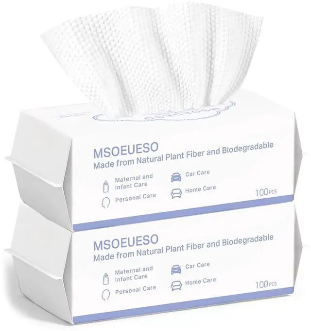 Main image of Disposable Face Towel, Cotton Facial Tissues, Dry Face Cloths, Thick Facial Wipes, Makeup Remover Wipes, Ultra Soft for Adults and Baby 200 count, 2pack