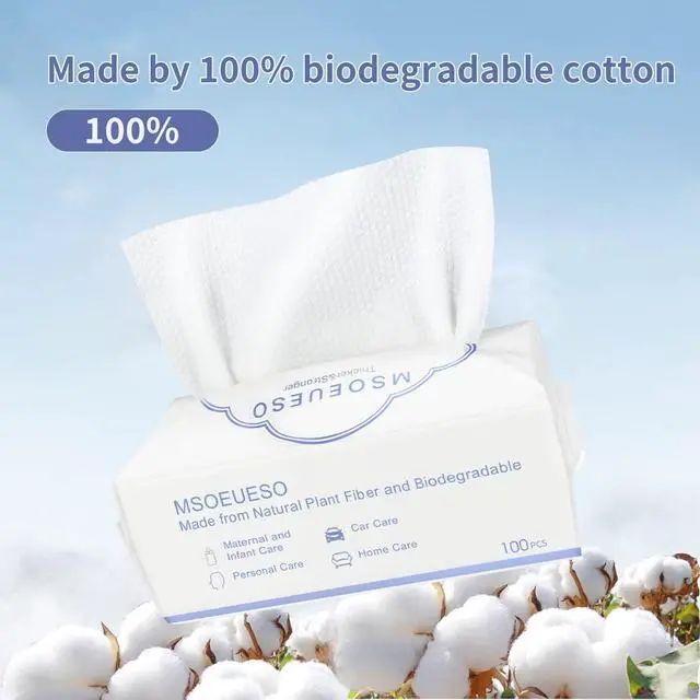 Alt view image 4 of 6 - Disposable Face Towel, Cotton Facial Tissues, Dry Face Cloths, Thick Facial Wipes, Makeup Remover Wipes, Ultra Soft for Adults and Baby 200 count, 2pack