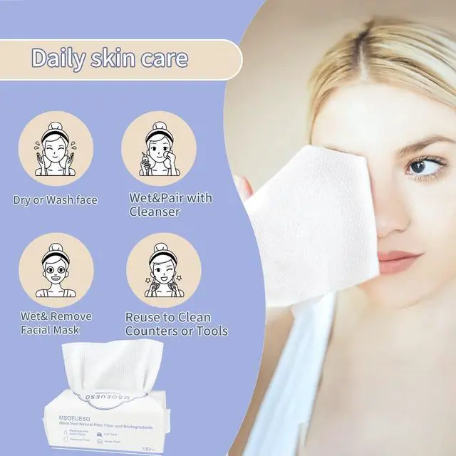 Alt view image 2 of 6 - Disposable Face Towel, Cotton Facial Tissues, Dry Face Cloths, Thick Facial Wipes, Makeup Remover Wipes, Ultra Soft for Adults and Baby 200 count, 2pack
