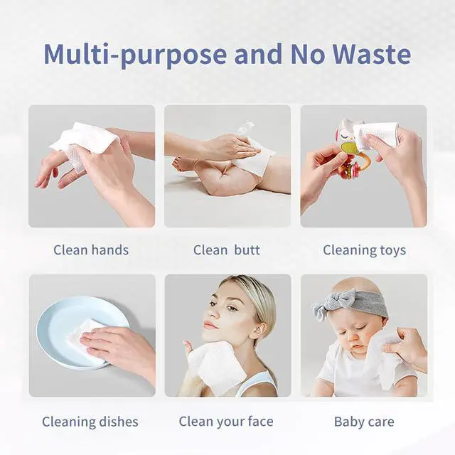 Alt view image 6 of 6 - Disposable Face Towel, Cotton Facial Tissues, Dry Face Cloths, Thick Facial Wipes, Makeup Remover Wipes, Ultra Soft for Adults and Baby 200 count, 2pack