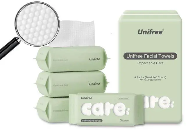 Main image of Facial Towel l Disposable Dry Wipes l 4 -pack Value Pack, 240 Count Towel,Absorbent,Reusable, Soft, Comfort Skincare