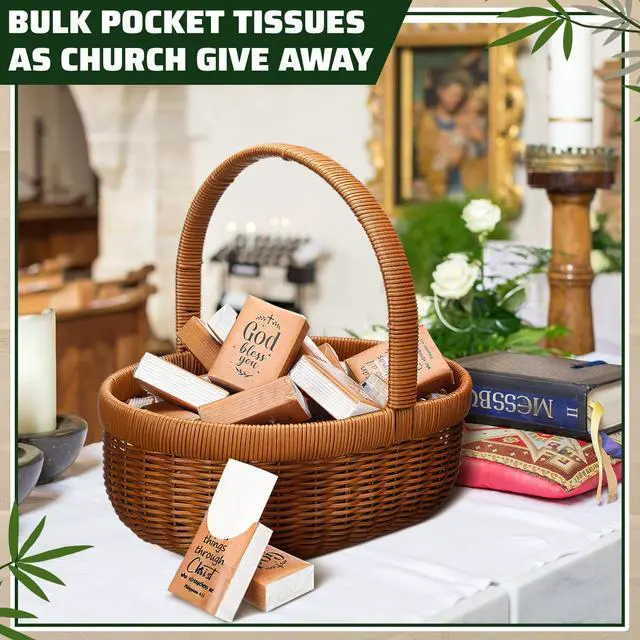 Alt view image 3 of 7 - 50 Pack Christian Pocket Tissues Bible Verse Travel Packs Bulk 500 Sheet Small Tissues Pocket Packs 3 Ply Mini Travel Size Individual Religious Party Favor