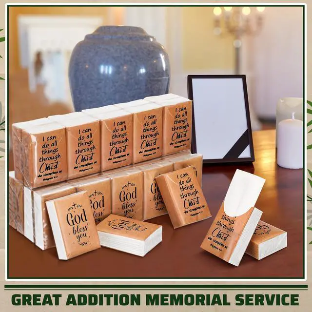 Alt view image 5 of 7 - 50 Pack Christian Pocket Tissues Bible Verse Travel Packs Bulk 500 Sheet Small Tissues Pocket Packs 3 Ply Mini Travel Size Individual Religious Party Favor