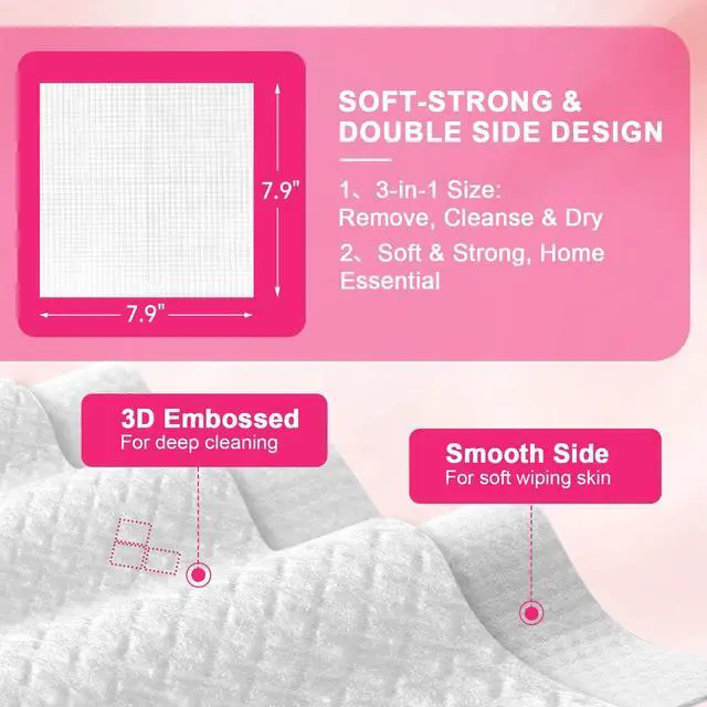 Alt view image 6 of 7 - 120 Count Disposable Face Towels, 100% USDA Biobased Face Towelettes Disposable, Clean Facial Towels for Makeup and Clean Skin, Super Soft and Thick Dry Wipes Club