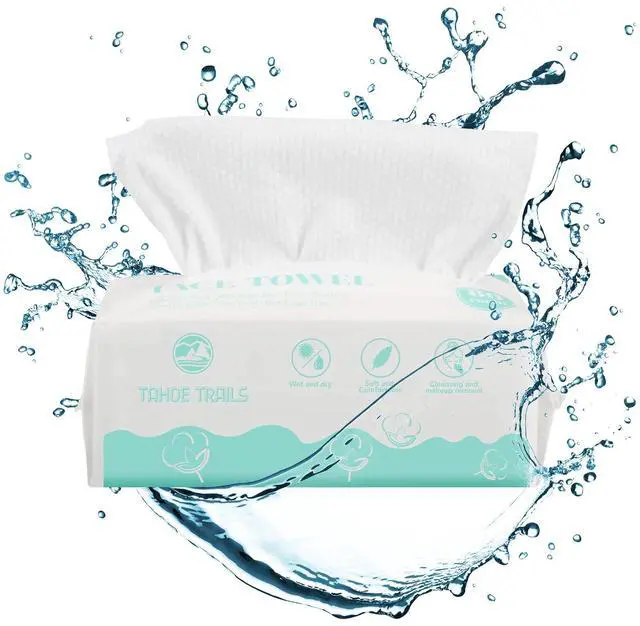 Main image of Disposable Face Towel, Soft Dry Wipe, Lint Free, Dry Wet Use for Sensitive Skin, Cotton Facial Tissue, Makeup Removing, Surface Cleaning 7.87 * 7.87inch, 80Count