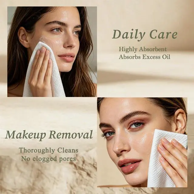 Alt view image 2 of 7 - Diamond Weave Makeup Towels, Clean Towels for Face, XL Disposable Face Towel for Acne & Sensitive Skin, 10"x12" 100 Count, Ultra Absorbent for Daily Cleansing