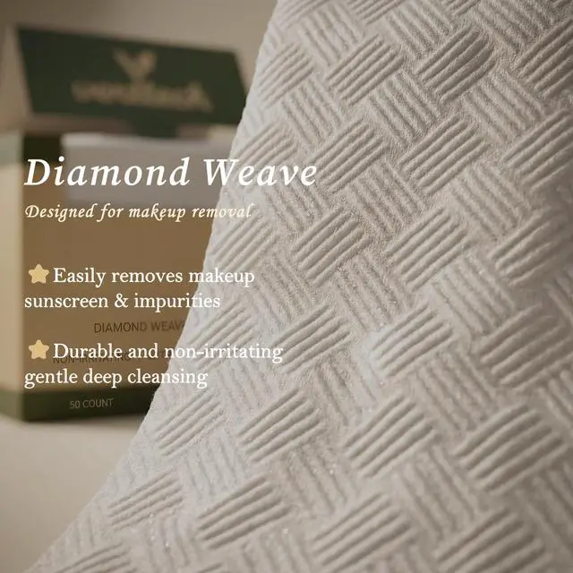 Alt view image 5 of 7 - Diamond Weave Makeup Towels, Clean Towels for Face, XL Disposable Face Towel for Acne & Sensitive Skin, 10"x12" 100 Count, Ultra Absorbent for Daily Cleansing