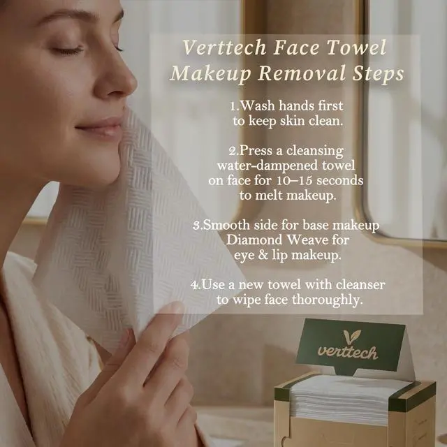 Alt view image 6 of 7 - Diamond Weave Makeup Towels, Clean Towels for Face, XL Disposable Face Towel for Acne & Sensitive Skin, 10"x12" 100 Count, Ultra Absorbent for Daily Cleansing
