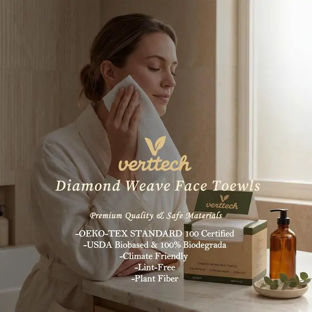Alt view image 7 of 7 - Diamond Weave Makeup Towels, Clean Towels for Face, XL Disposable Face Towel for Acne & Sensitive Skin, 10"x12" 100 Count, Ultra Absorbent for Daily Cleansing