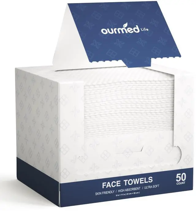 Main image of Face Towels, 11"×9" Disposable Face Towel Ultra-Soft, Thickened Facial Towelettes, Lint-Free Dry Wipes for Sensitive Skin, Ideal for Makeup Removal & Skincare (50 Count, 1 Pack)