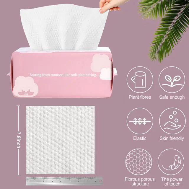 Alt view image 2 of 7 - Disposable Face Towel Face Cloths for Washing Soft Cotton Dry Wipes Facial Cloths Towelettes for Washing and Drying, 100 Count Facial Tissue for Cleansing, Skincare and Makeup Remover