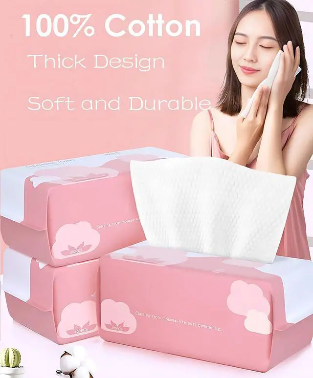 Alt view image 4 of 7 - Disposable Face Towel Face Cloths for Washing Soft Cotton Dry Wipes Facial Cloths Towelettes for Washing and Drying, 100 Count Facial Tissue for Cleansing, Skincare and Makeup Remover