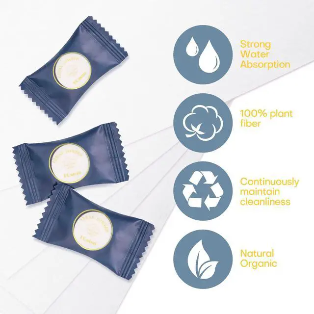 Alt view image 7 of 7 - Disposable Face Towel 100 Count Compressed Towel Tablets Individually Wrapped 9×7.5 Inch Portable Washcloths Compact Cloths for Travel Hiking Camping Gym Fitness Outdoor Gear Hotel Stay (Blue)