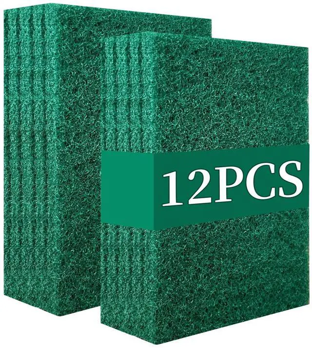 Main image of Heavy Duty Scour Pads Sponge Dish Scrubber Non-Scratch Green Reusable Household Scrub Pads for Kitchen and Dish Cleaning Tool (12Pcs)