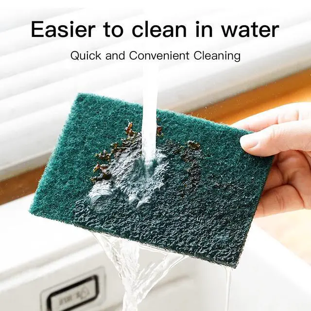 Alt view image 5 of 7 - Heavy Duty Scour Pads Sponge Dish Scrubber Non-Scratch Green Reusable Household Scrub Pads for Kitchen and Dish Cleaning Tool (12Pcs)