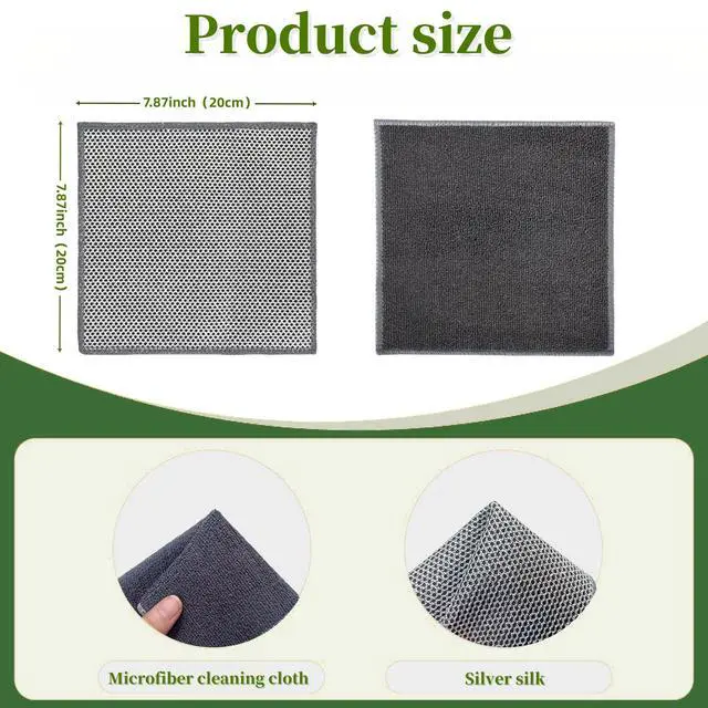 Alt view image 2 of 6 - Stainless Steel Scrubber and Cleaning Rags - Non Scratch Wire Dishcloth for Washing Dishes, Durable Steel Wool Scrubber and Kitchen Dish Towels (New 6pcs)