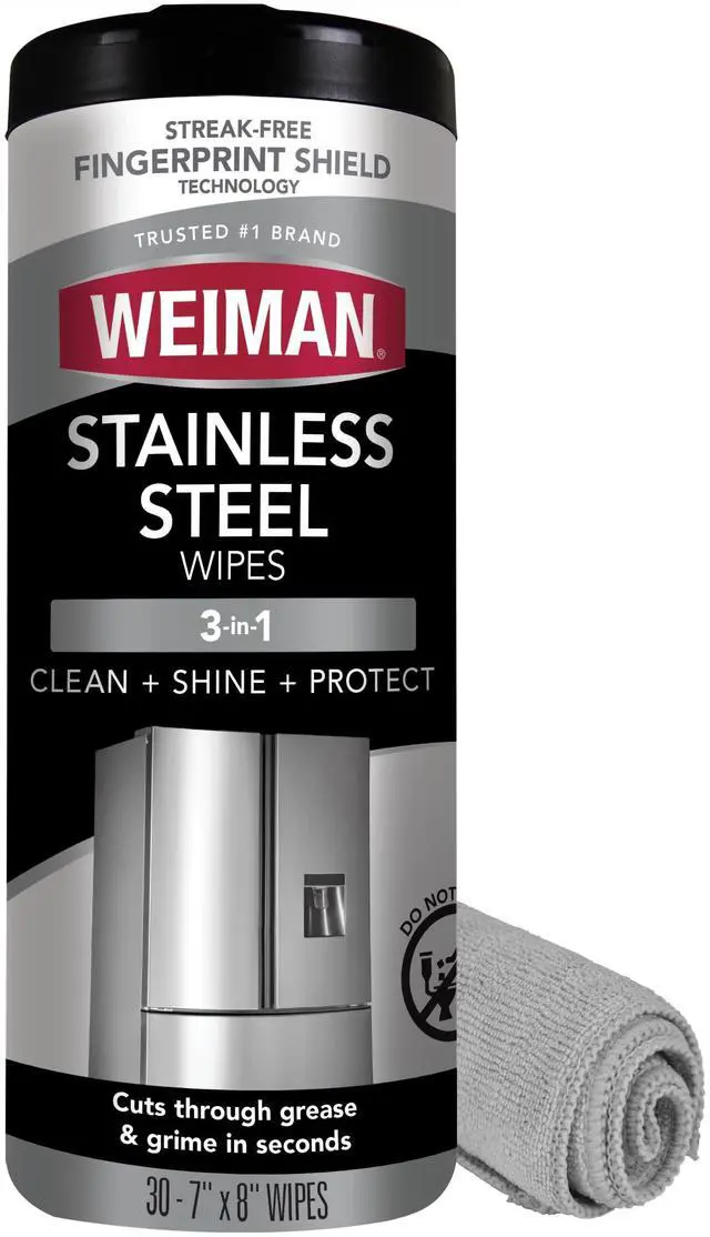 Main image of Stainless Steel Cleaner & Polish Kit, 1 Wipes & Cloth, Anti-Fingerprint, Removes Grease, Water Spots, Streaks & Residue, Polishing Cleaner Safe for Appliances, Chrome, Sinks & Grill Exteriors