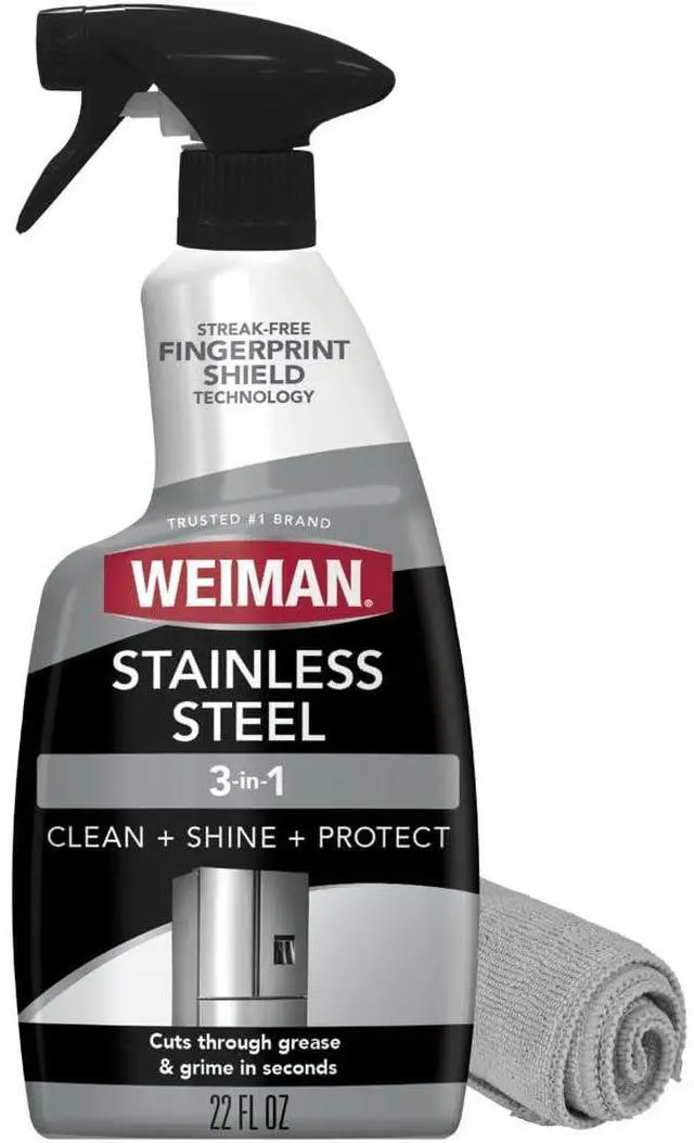 Main image of Stainless Steel Cleaner & Polish, Anti Fingerprint Spray Stainless Steel Cloth, Water Spots & Grease, No Streaks or Residue, Safe for Metal Polish, Chrome, Appliances, Fridge, Sinks & Grills