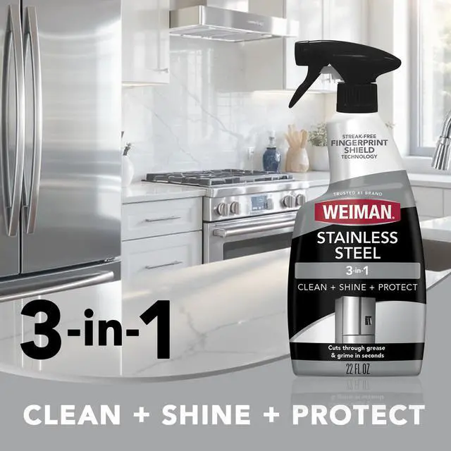 Alt view image 3 of 7 - Stainless Steel Cleaner & Polish, Anti Fingerprint Spray Stainless Steel Cloth, Water Spots & Grease, No Streaks or Residue, Safe for Metal Polish, Chrome, Appliances, Fridge, Sinks & Grills