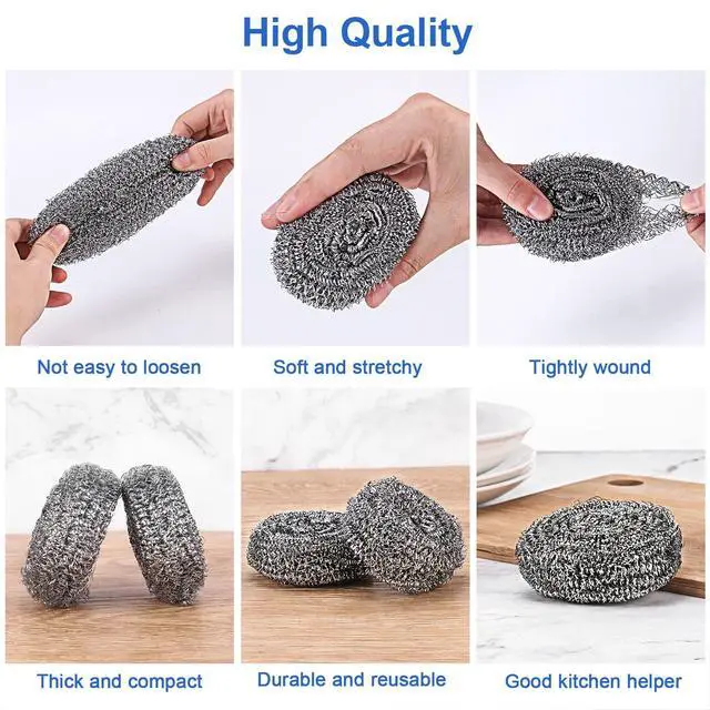 Alt view image 3 of 7 - 12Pack Upgraded Steel Wool Scrubbers - Premium Stainless Steel Scrubber, Metal Scouring Pads, Steel Wool Pads, Kitchen Cleaner, Heavy Duty Cleaning Supplies - Especially for Tough Cleaning