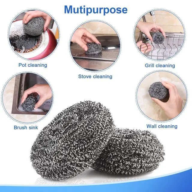 Alt view image 5 of 7 - 12Pack Upgraded Steel Wool Scrubbers - Premium Stainless Steel Scrubber, Metal Scouring Pads, Steel Wool Pads, Kitchen Cleaner, Heavy Duty Cleaning Supplies - Especially for Tough Cleaning