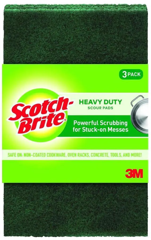 Main image of Heavy Duty Scouring Pad, Dish Scrubber for Kitchen + Outdoor, 3 Scrub Pads for Uncoated Pots and Pans, Cast Iron Cooktops, Grill Grates, Oven Racks, & BBQ, Durable, Long-Lasting