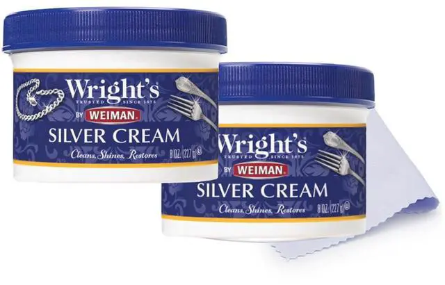 Main image of Silver Cleaner and Polish Cream - Gently Clean and Remove Tarnish without Scratching, Ammonia-Free, 8 Ounce, 2 Pack with Polishing Cloth