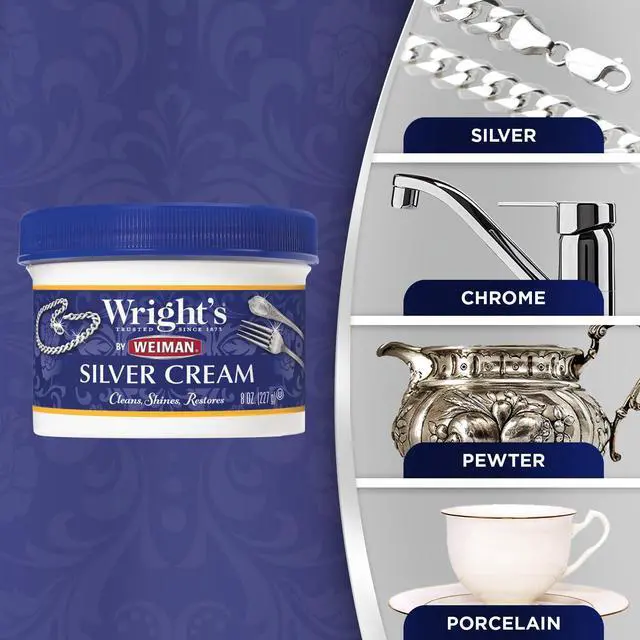Alt view image 3 of 7 - Silver Cleaner and Polish Cream - Gently Clean and Remove Tarnish without Scratching, Ammonia-Free, 8 Ounce, 2 Pack with Polishing Cloth