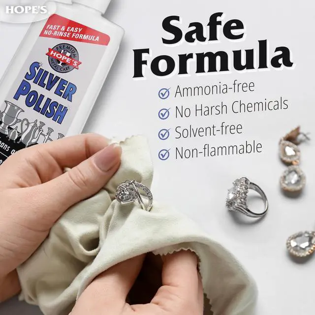 Alt view image 7 of 7 - Silver Polish & Cleaner Protective Tarnish Remover Odorless Safe & Gentle No-Rinse Formula Fast & Easy Free of Harsh Chemicals Will not Scratch 8 Fl Oz