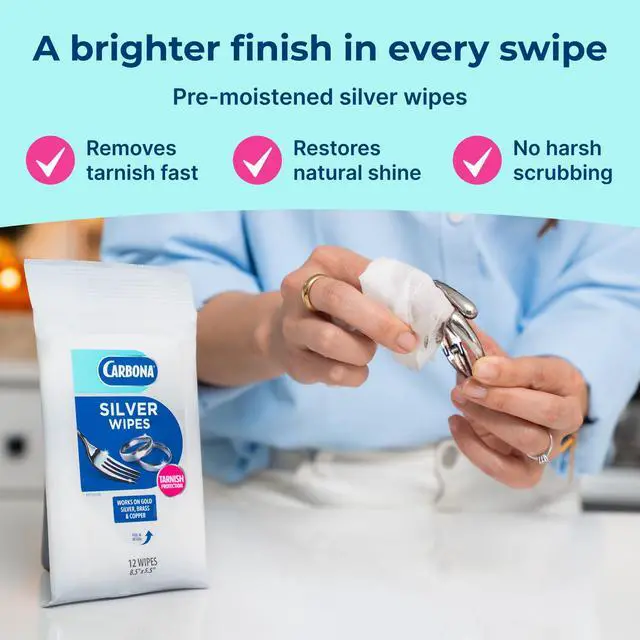 Alt view image 2 of 7 - Silver Wipes | Metal Cleaner & Polish | 12 Wipes, 1 Pack