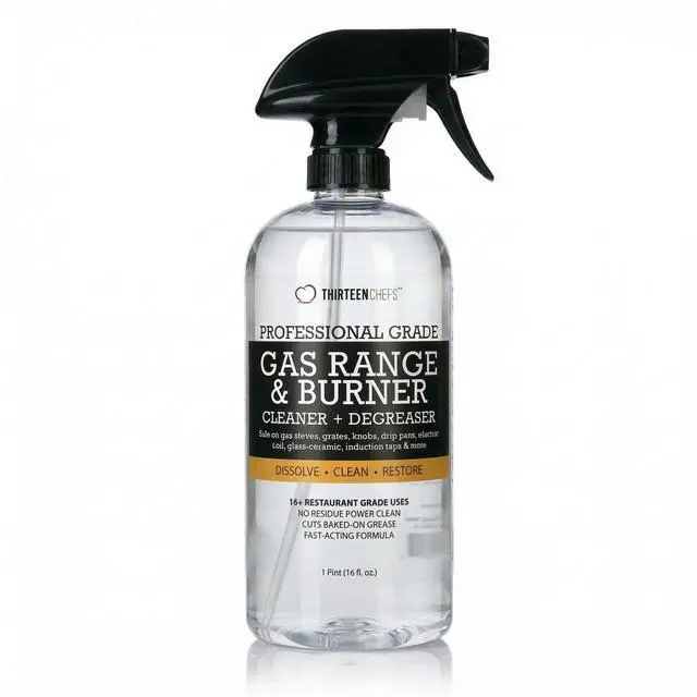 Main image of Gas Range Cleaner and Degreaser - Stove Grates, Grills, Oven Glass and Door - Cuts Through Baked on Food (16oz)